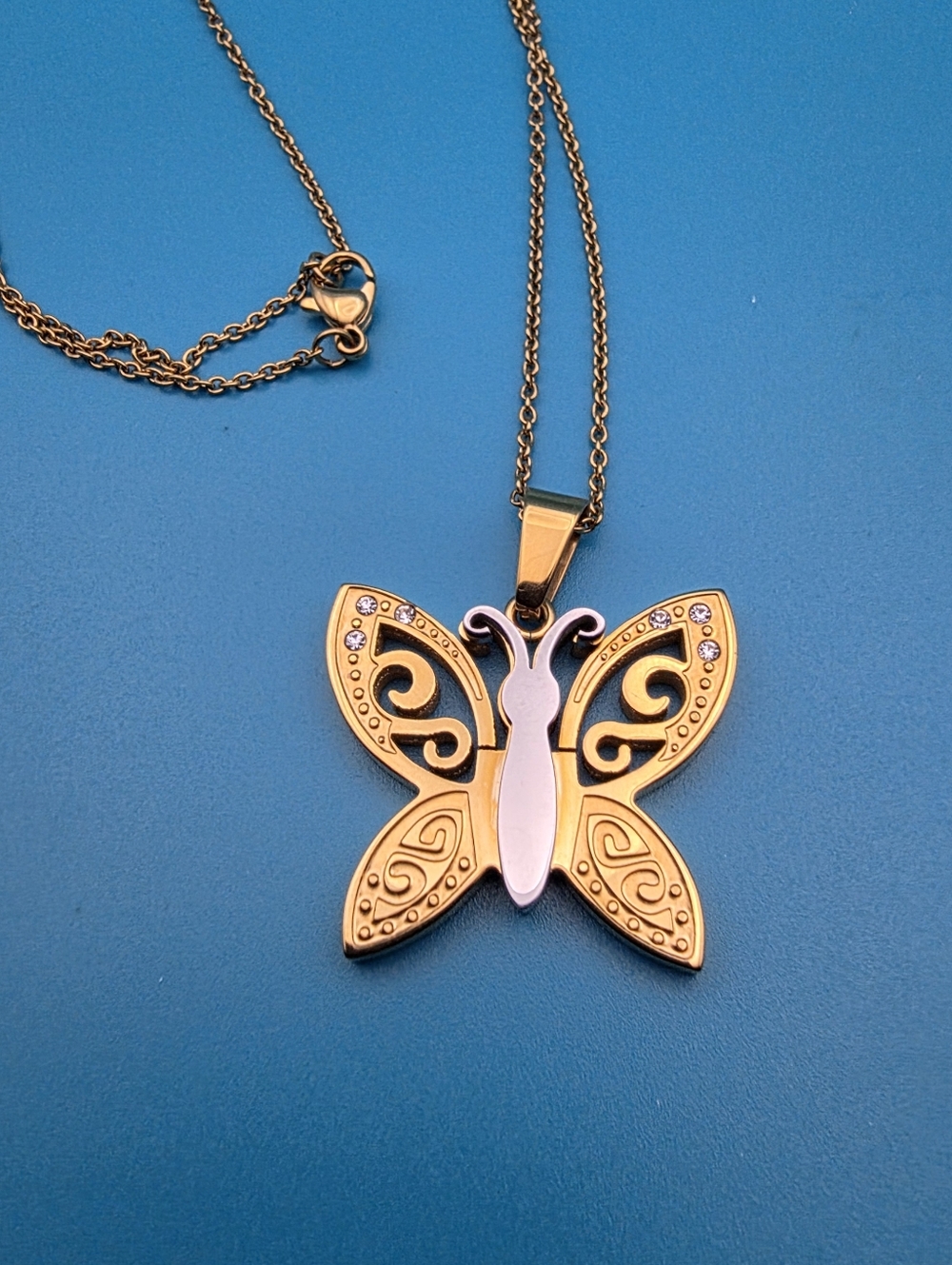 MC Industrial Steel Butterfly Filigree Necklace
